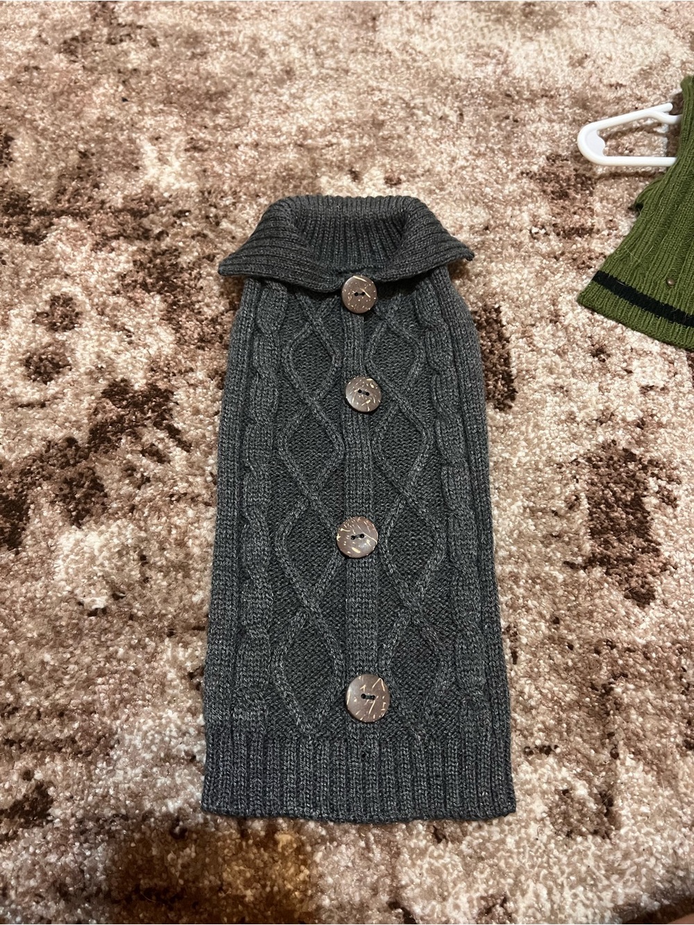 Women's Dark Gray Cable Knit Button-Front Sweater